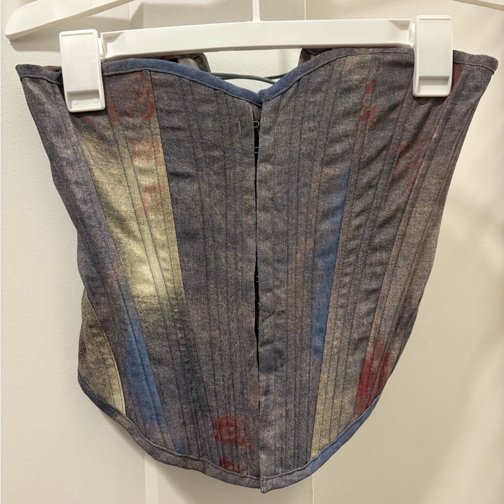 Multicolor Lace-Up Corset Top